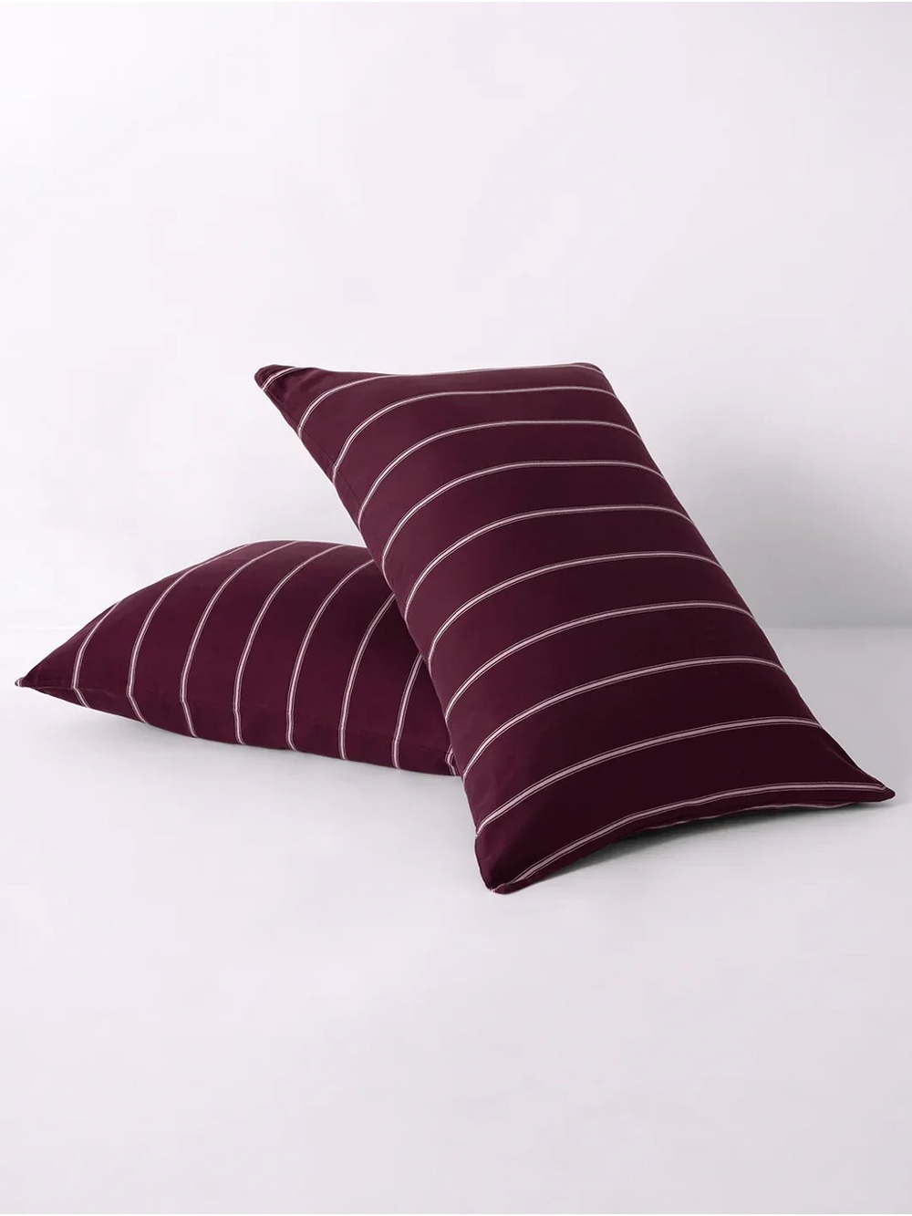 Hommey Organic Cotton Pillowcase Pair Mulberry Stripe NWT